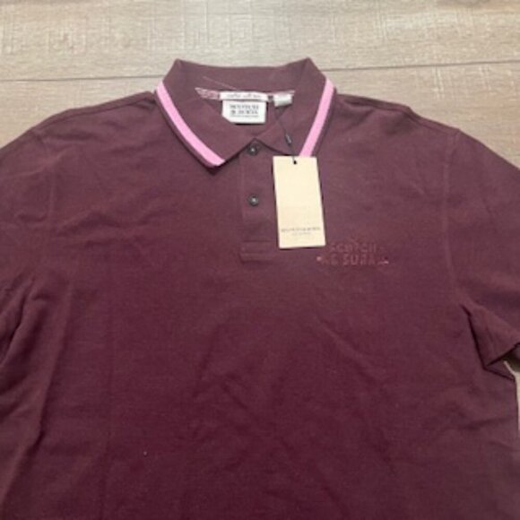 NEW Scotch And Soda Burgundy Cotton Polo Shirt Golf Men’s Size Large NWT‎ - Picture 11 of 12